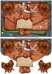 Christmas Reindeer Fancy Edge Faux Envelope Card