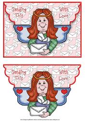 Angel with Love Scalloped Edge Faux Envelope Card