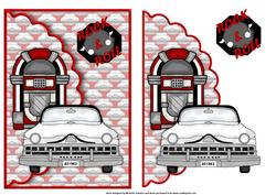 Rock and Roll for Him Scalloped Edge Faux Envelope Card