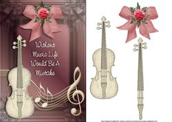 Life Without Music Pink Card Front with Decoupage