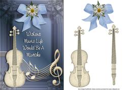 Life Without Music Blue Card Front with Decoupage