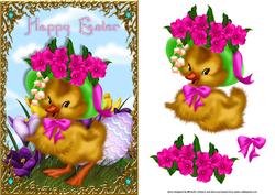 Chick in an Easter Bonnet Card Front with Decoupage