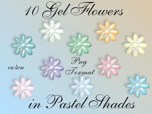 10 Gel Flowers in Pastel Shades