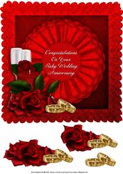 8 x 8 40th Ruby Wedding Anniversary Card