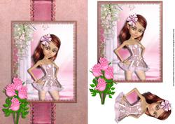 Pretty Ballerina Card Front with Decoupage