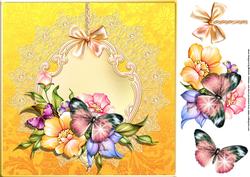 Butterflies and Flora 8 x 8 Yellow Card with Decoupage