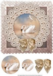 Beautiful Swans 8 x 8 Card with Circle Pyramage