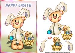 Easter Bunny Card Front with Decoupage