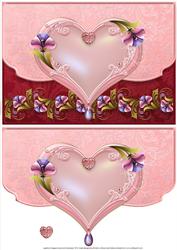 Hearts and Flowers Fancy Edge Envelope Card