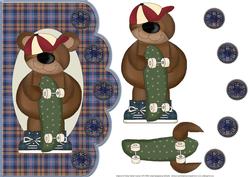 Skateboard Bear Scallope Edge Curve Card