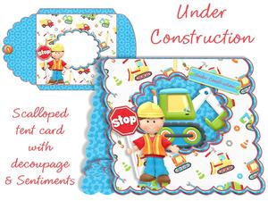 Under Construction (multi Uses) Scalloped Tent Card