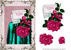 A Rose for Mum Card Front with Decoupage