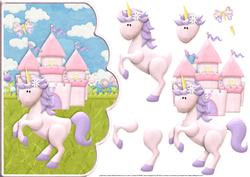 Unicorn in Fairytale Land Scallope Edge Curve Card