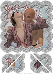 The Lovers in a Lace Frame 8 x 8 Card