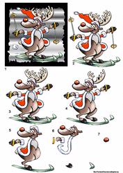 Skiing Reindeer Step by Step