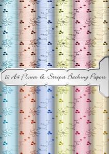12 A4 Flower and Stripe Bcking Papers