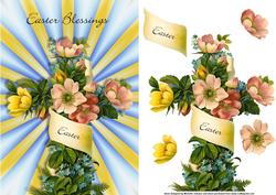 Easter Blessings Vintage Cross Card Front