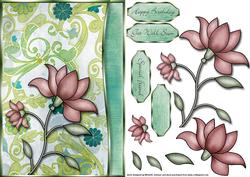 Retro Flower Card Front with Decoupage
