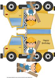 Construction Worker Truck Shaped Card