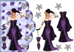 Vintage Lady, Floral Scallope Edge Curve Card