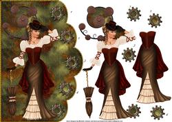 Vintage Lady, Steampunk Scallope Edge Curve Card