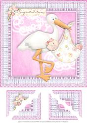 Caucasian Baby Girl 8 x 8 Corner Stacker Card