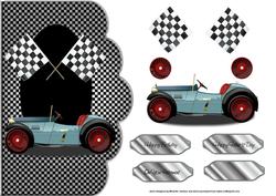 Vintage Racing Car Scallope Edge Curve Card