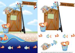 Gone Fishing Card Front with Decoupage