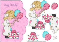 Birthday Girl Scallope Edge Curve Card