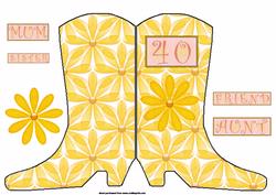 40th Female Birthday Boot Shaped Card
