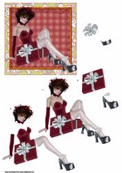 Xmas Lady Present Step by Step