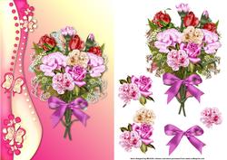 Bouquet and Butterflies Card Front with Decoupage