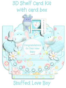 Stuffed Love Baby Boy 3D Shelf Card with Card Box