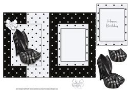 Dotty Black & White Shoes Fold Back Card