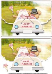 Just Married Bears Fancy Edge Faux Envelope Card