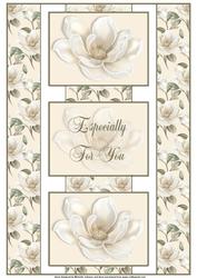 Cream Magnolias 3 Panel Fold Back Card