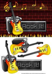 Rock It Guitar on Fire Card Front