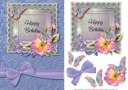 Butterflies and Flowers Card Front with Decoupage