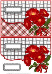 Red Flower Country Style Fancy Edge Faux Envelope Card