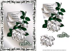 25th Silver Wedding Anniversary Rose and Card, Card Front