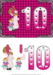 Cupcakes Girl Age 10 Card Front with Decoupage