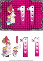 Cupcakes Girl Age 11 Card Front with Decoupage
