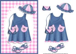 Little Miss Denim Card Front with Decoupage