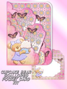 Cupcake Bear Scalloped Pocket Card Kit