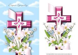 Sympathy Cross and Lilies Pink Card Front