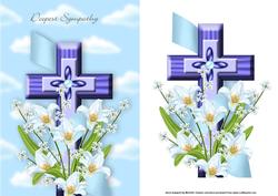 Sympathy Cross and Lilies Blue Card Front