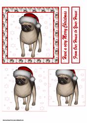 Xmas Pug with White Pug Border