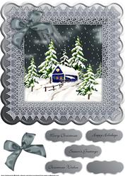 Winter Scene 8 x 8 Topper Grey