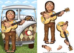 Hippie Days and the Vw Van Card Front with Decoupage