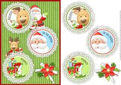 Christmas Santa and Reindeer Quick Card Front